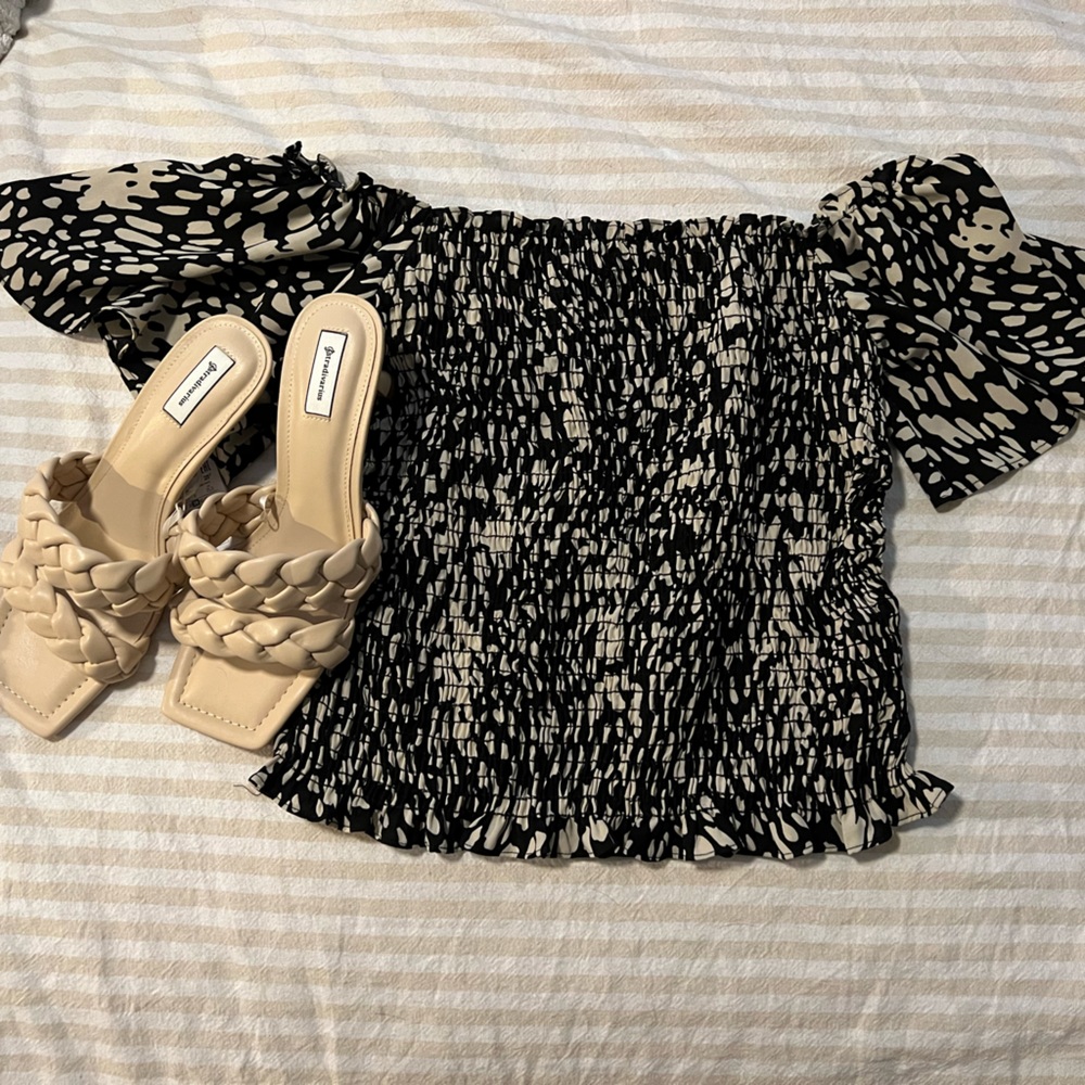 Off Shoulder black and cream top